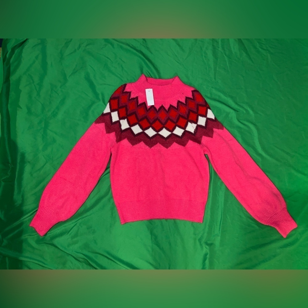 Ann Taylor Pink and Red Geometric Sweater size XS- Flaw
